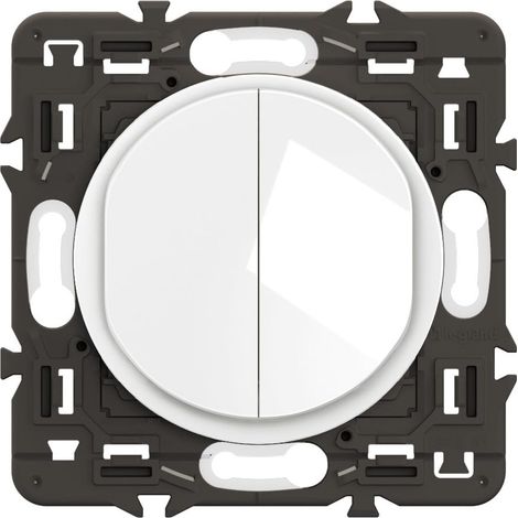 Interrupteur Va-et-Vient + Poussoir - Commande d'Eclairage Silencieuse - A compléter avec une plaque - Blanc (1/2)