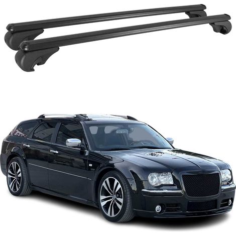 OMAC Aluminium Dachträger Querträger für Chrysler 300C Touring 2004-2010 – TÜV / DIN 75302:2019 – Abschließbar – Max. 75 kg – 2 Stangen Schwarz (1/5)