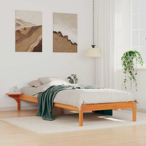 Estructura de Cama con Mesitas Marrón cera 90 x 210 cm