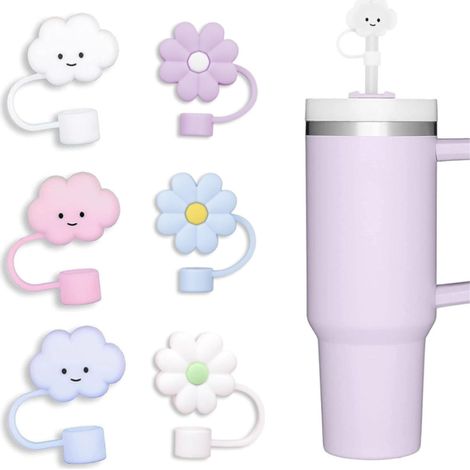 Juego 6 tapas silicona para pajitas antifugas – Para vasos y tazas, reutilizables (1/4)