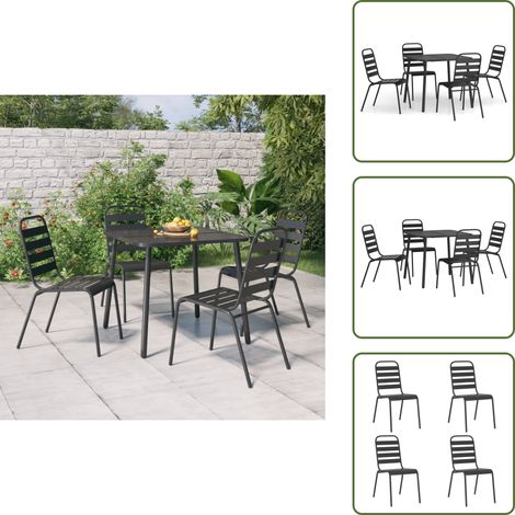Comedor exterior - vidaXL Juego de comedor de jardín 5 piezas acero gris antracita - Comedor de jardín 5 piezas