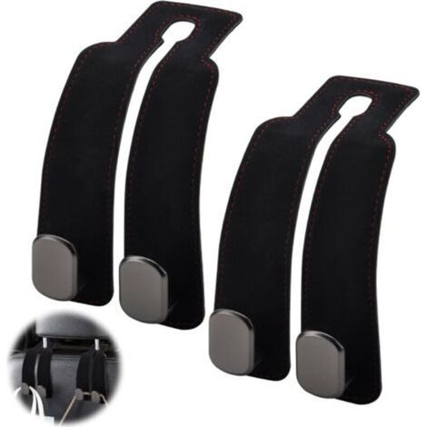Lot de crochets pour appui-tête de voiture, crochets universels pour siège de voiture, support pour appui-tête de siège arrière de voiture, accessoires d'intérieur de voiture (noir) (1/4)