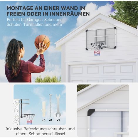 Basketballkorb, bruchsichere Rückwand, höhenverstellbar, Indoor & Outdoor, Stahlrahmen, Schwarz (1/5)