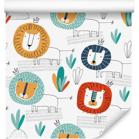 Papier peint Lions de style scandinave pour salon et chambre 50x1000 cm (1/5)
