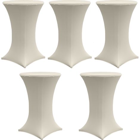 5x Stehtischhusse Stretch 70 cm beige Tischdecke Husse Bistrotisch Partytisch (1/5)