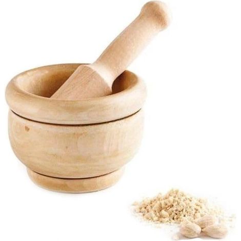 ARTEMA mortero madera 14 cm con mango , Mortero de madera 14 cm con mango, un utensilio de cocina tradicional diseñado para triturar, machacar y mezclar ingredientes de forma manua
