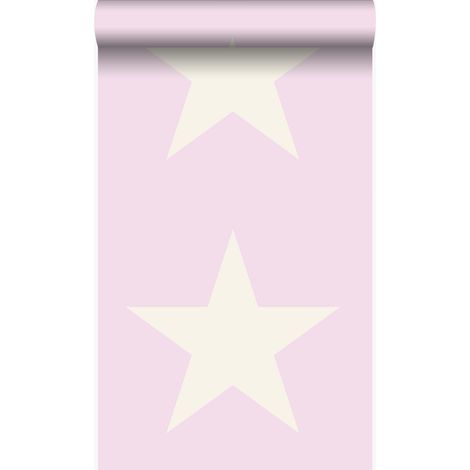 papier peint étoiles rose brillant et blanc  - Origin Wallcoverings