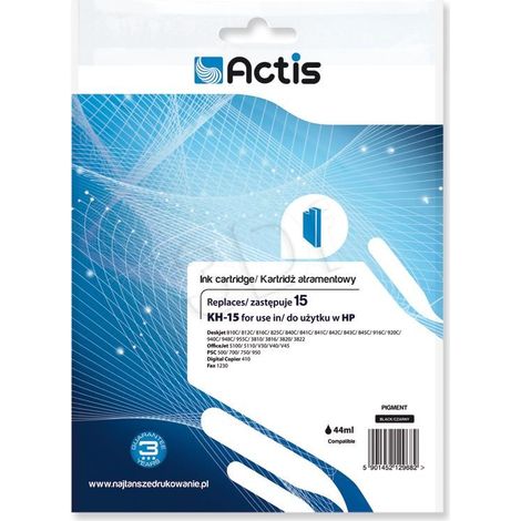 ACTIS KH-15 - Cartucho de tinta de repuesto HP 15 C6615N, negro, 44 ml