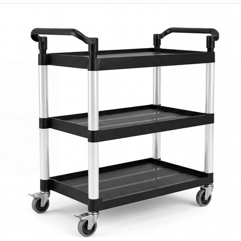 Levede Tool Trolley 3 Tier Rolling Storage Cart Multi-functional Workplace Black