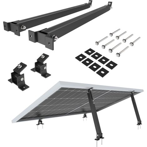 Nuasol – Supports réglables pour panneaux solaires – Lot de 2 – Aluminium AL6005-T5 – Longueur réglable 700-1291 mm – Angle d'inclinaison 30-60° (1/5)