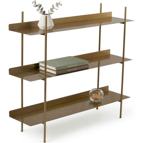 Estantería Quirino, 3 estantes, 120x34x106h cm oro