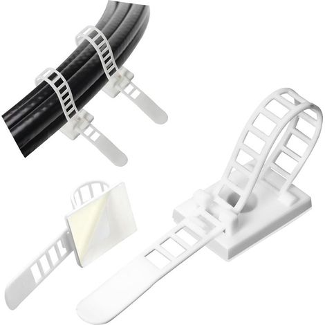 Lot de 50 Attaches Câbles Autocollantes et Réutilisables Colliers de Serrage Réglables pour Câbles Organisation Bureau Maison Atelier Blanc (1/5)