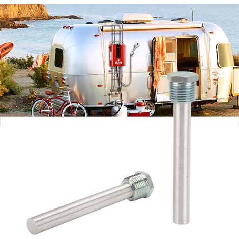 Lot de deux tiges d'anode pour chauffe-eau de camping-car, à capuchon en zinc bleu, tiges en magnésium filetées 1/2" NPT, adaptées aux chauffe-eau de camping-car. (1/5)