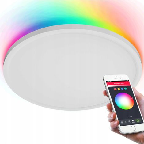 Plafonnier LED RGB - 36 W - Blanc - Dimmable via application Tuya - Ambiance personnalisable (1/2)