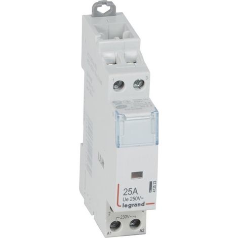 Contacteur avec bobine 230 V 2P 250V 25 A 2 NC 1 module. LEGRAND 412523