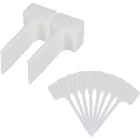 Étiquettes pour plantes - lot de 100 - plastique - 14,5 x 5,5 cm - tuteurs - blanches (1/5)