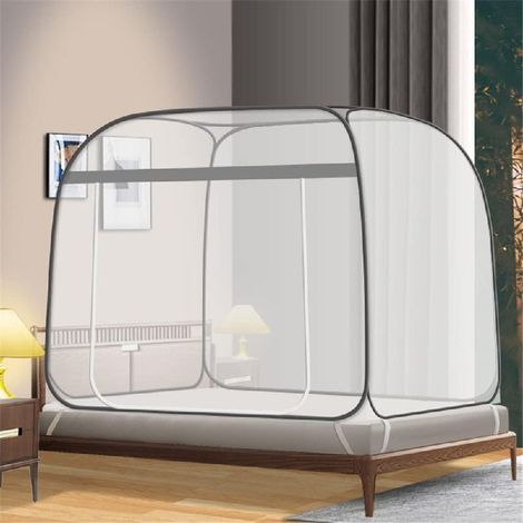 Ymyny – Moustiquaire escamotable pour lit double – Dimensions 200x183x157 cm – Polyester avec mailles denses – Installation facile pour camping (1/4)