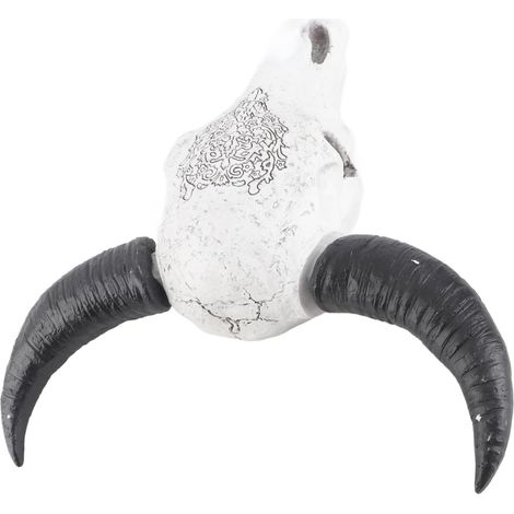 Resin Bull Head, Hanging Wall Decoration, Long Horn Animal Sculpture with Hand-Painted Carved Finish for Home, Living Room Wall Art (1/5)
