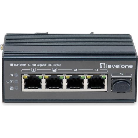HUB Switch puertos 4 x 10/100/1000Base-T PoE+, 1 x Gigabit SFP LE (1/4)