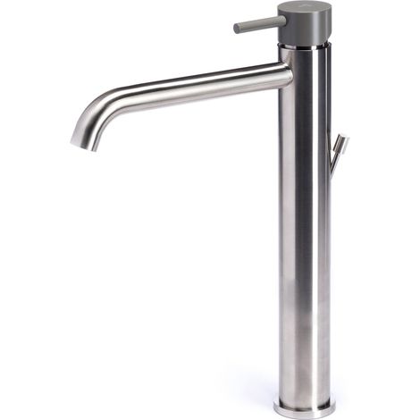 Rubinetto Miscelatore Monocomando Lavabo Alto in Acciaio Inox Maniglia Antracite (1/2)