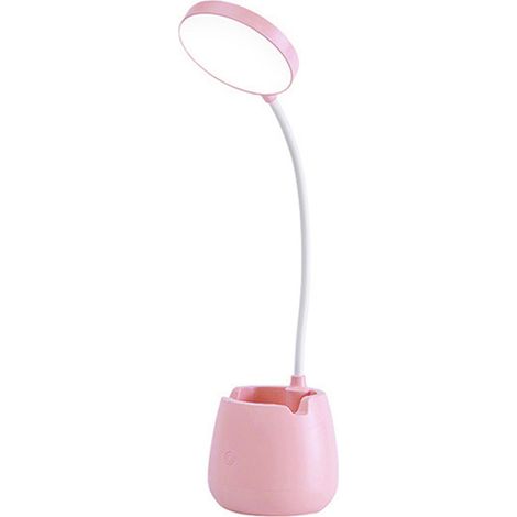 Lampe de bureau LED haute luminosité, protection des yeux, support de téléphone de chevet, Rechargeable par USB, pour chambre à coucher, rose. (1/5)