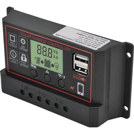 Intelligenter Laderegler, zwei USB-Anschlüsse, Solarpanel, PWM-Ladesteuerung, 12/24 V 20 A-Gerät (1/5)