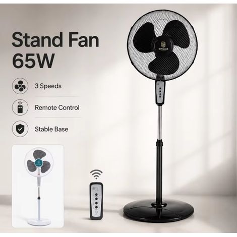Ventilateur sur pied réglable en hauteur 65W H128, ventilateur de sol oscillant à 3 vitesses avec télécommande, ventilateur de , la chambre à coucher et le salon-Noir (1/3)