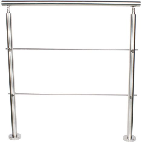 Outdoor Handrail Safety Grab Rail 2-3 Step Stair Railing Kit Stainless Steel Stair Handrail Outside Metal Stair Railing for Indoor Outdoor Concrete Steps, Porch Steps (100cm with 2 cross bar) (1/5)