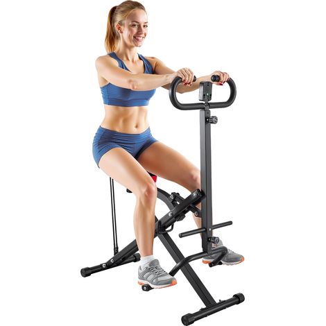VEVOR Macchina per squat, vogatore profondo, pieghevole, allenamento per glutei e gambe, 3 bande elastiche, nero, 2 corde (1/2)