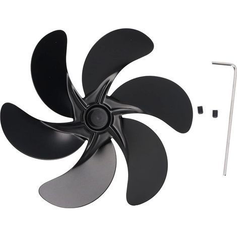 Lame de Ventilateur de Cheminée Lame de Ventilateur de Poêle en Alliage D'aluminium Résistant Aux Hautes Températures Lame de Remplacement de Ventilateur de Cheminée Noire(6 Lames) (1/5)