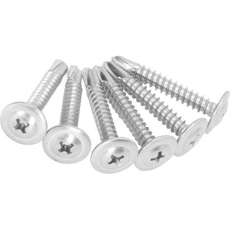 Vis à bois autoforeuses 304 inox, tête ronde avec rondelle, 50 pièces M4,8x32 (1/5)