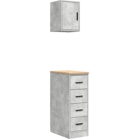 Maison Exclusive - Armadi da Garage 2 pz Grigio Cemento in Legno Multistrato