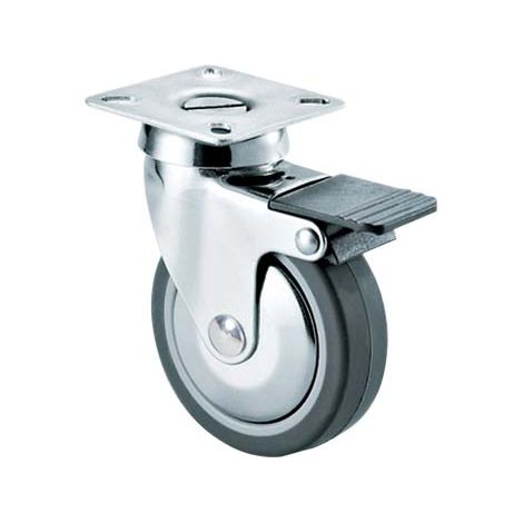 RUOTA A FORCELLA GIREVOLE + FERMO 220CBIS AVO - A/ZINCR/GOMMA GRIGIA D.MM 50X18 P.MM 40X40- 4 pezzi