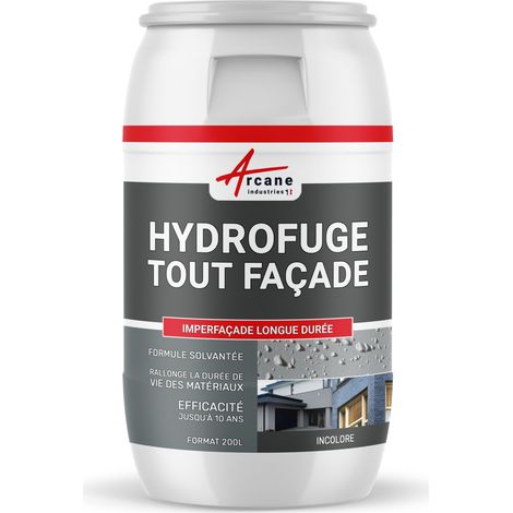 Arcane Industries – Imperméabilisant hydrofuge façade 200 L – Résistant aux UV – Protection durable contre l'humidité – Pour murs, pierres et briques