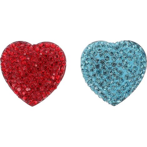 Lot de 2 aimants autocollants pour réfrigérateur en forme de cœur avec strass, en acier inoxydable.-3X3X0.5CM-Red (1/3)