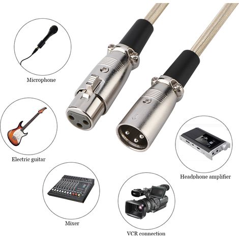 XLR-Mikrofonkabel (Stecker auf Buchse, 3-polig), 1 Meter / 3,3 Fuß