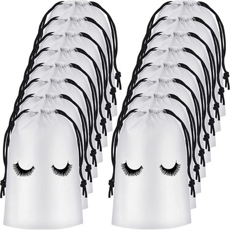 Lot de 50 pochettes de soin pour extensions de cils, pochettes cosmétiques en plastique pour clientes, pochettes de maquillage et d'emballage pour extensions de cils, trousse de toilette portable avec (1/5)