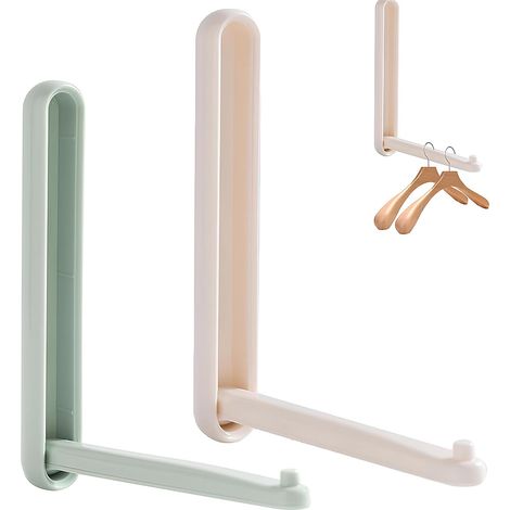 2pcs Support de Rangement pour Cintres, Organisateur de cintres réglable Multifonctionnel, Crochet Adhésif Puissant sans Couture (1/5)