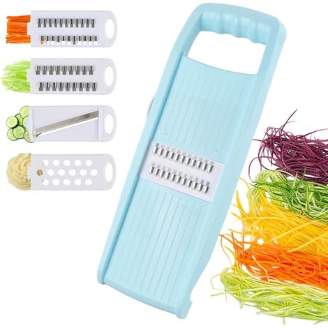 4 en 1 Mandoline Cuisine Professionnelle, Amovible, Trancheuse Râpe Coupe-Ondelles Chopper, Mandoline Légumes Multifonctions Acier Inoxydable avec Poignée, Coupe Legume Pommes de Terre Carottes Oignon (1/5)
