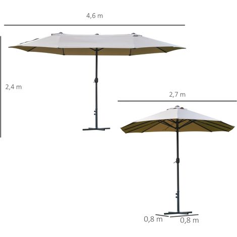 Outsunny Parasol XXL café 4,6x2,7x2,4m, pied croix manivelle acier (1/5)