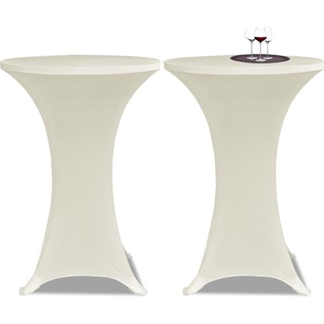 2 x Tischhusse für Stehtisch Stretchhusse Ø60 cm cremefarben