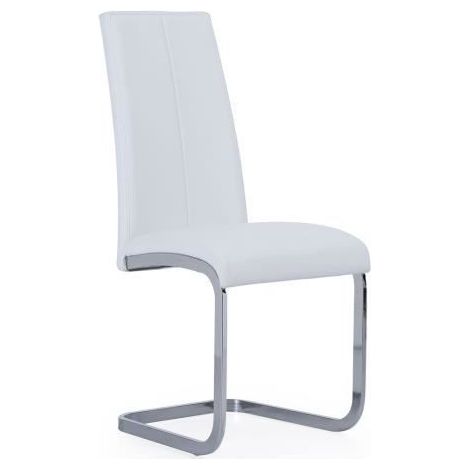 Lot de 4 chaises de salle à manger rembourrée coloris blanc, Largeur 45 x Profondeur 51 x Hauteur 103 cm - JUANIO (1/2)