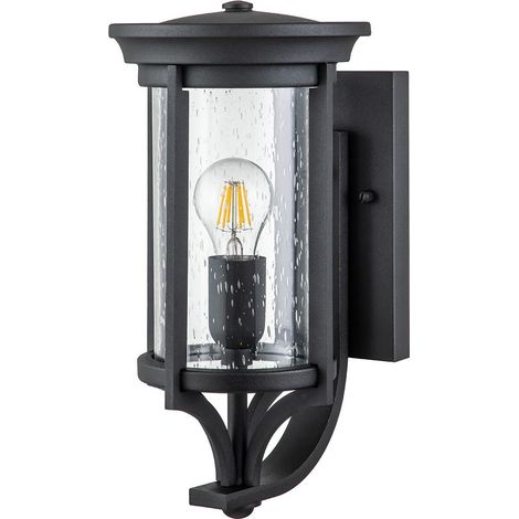 Lampada a muro Merrill E27 1x40W in acciaio nero, vetro H: 38,8 cm B: 19,4 cm Dimmabile (1/5)