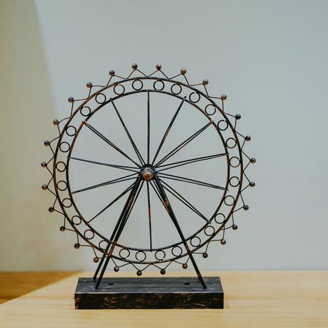 Lampe De Chevet Forme De Roue Ciel - En Fer - Lumière Blanche Chaud - IP54 - 34.5 X 31 X 7 Cm - Sans Piles - 1 Pièce (1/5)