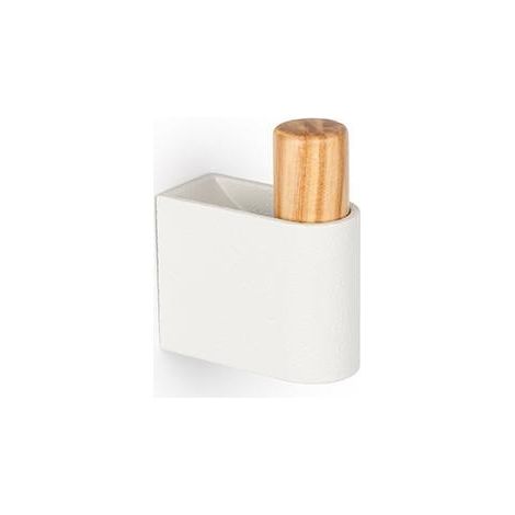 Colgador Casey - 63x50x21mm. Blanco piedra texturizado + roble
