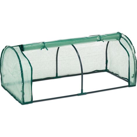 Serre de Jardin, Fer, bâche en PE, Porte Enroulable avec Fermetures éclair, H x L x P : 50 x 128 x 60 cm, Vert (1/5)