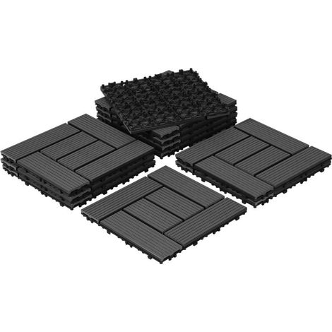 SWANEW Lastra per terrazza Piastrelle per terrazza da esterno in WPC, 30x30 cm, resistente agli agenti atmosferici, sistema a innesto, antracite 44 pezzi (1/5)