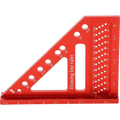 Règle de traçage en alliage d'aluminium 0 à 90 degrés équerre de menuiserie pour travaux d'ingénierie et de construction (1/5)