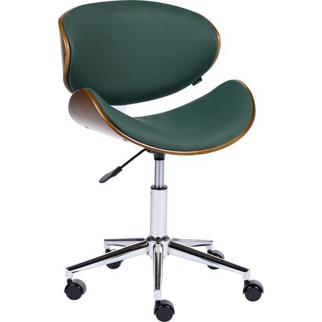 Silla de escritorio tapizada en piel sintética elevador de gas asiento ajustable en altura giratoria con ruedas verde Rotterdam (1/5)