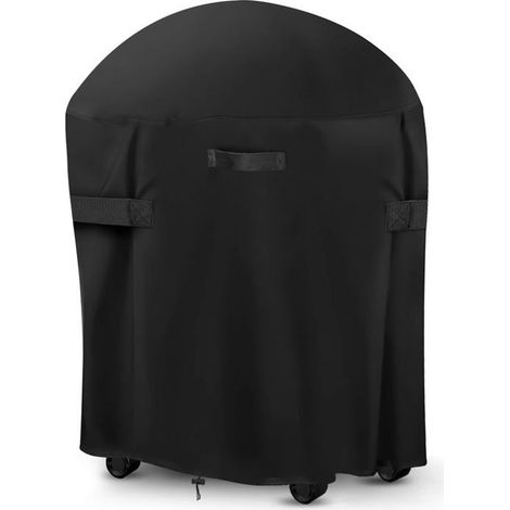 Runde Barbecue-Abdeckhaube aus wasserdichtem Oxford-Stoff, mit UV-Schutz, 77 x 90 cm, schwarz